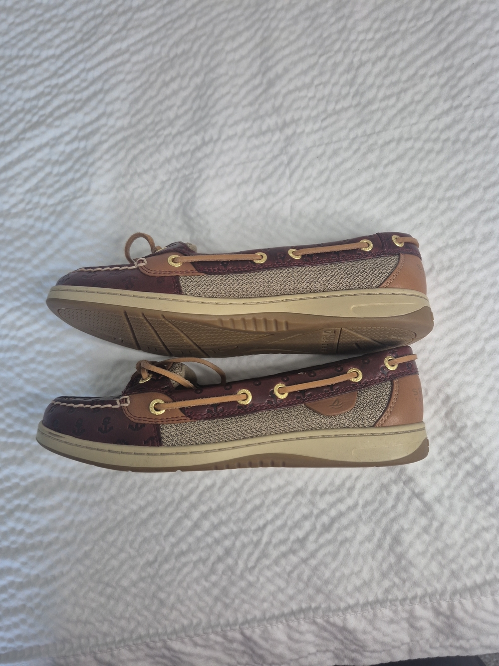 Sperry Two-Tone Brown Leather & Tan Mesh Moccasins - Women - Picture 7 of 11